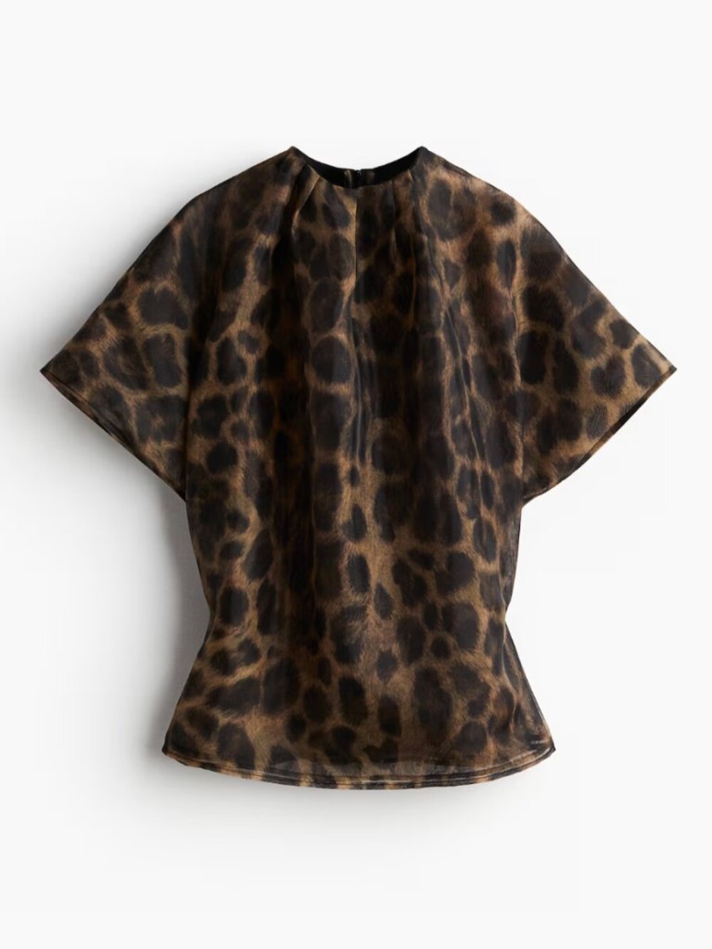 H&M Studio Leopard Pleat-detail organza blouse